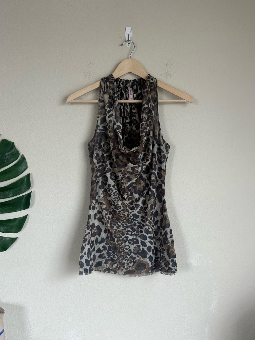Y2K Sweet Pea Stacy Frati Leopard Mesh Drape Tank